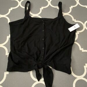 GAP Black Tie-Front Crop Tank Top